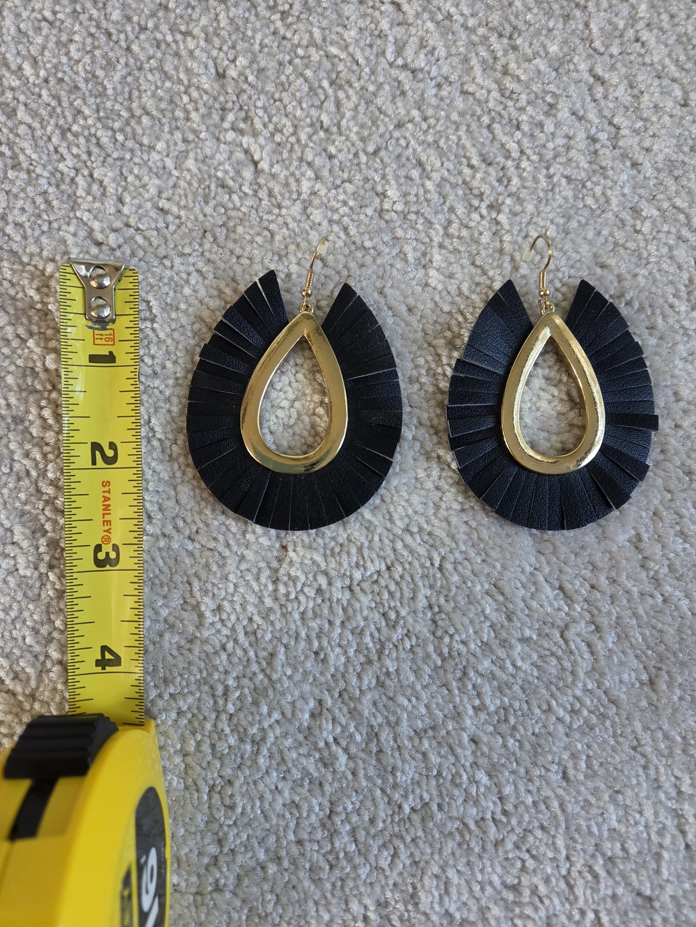 Parklane Gold Teardrop Fringe Earrings in Black - Picture 3 of 5